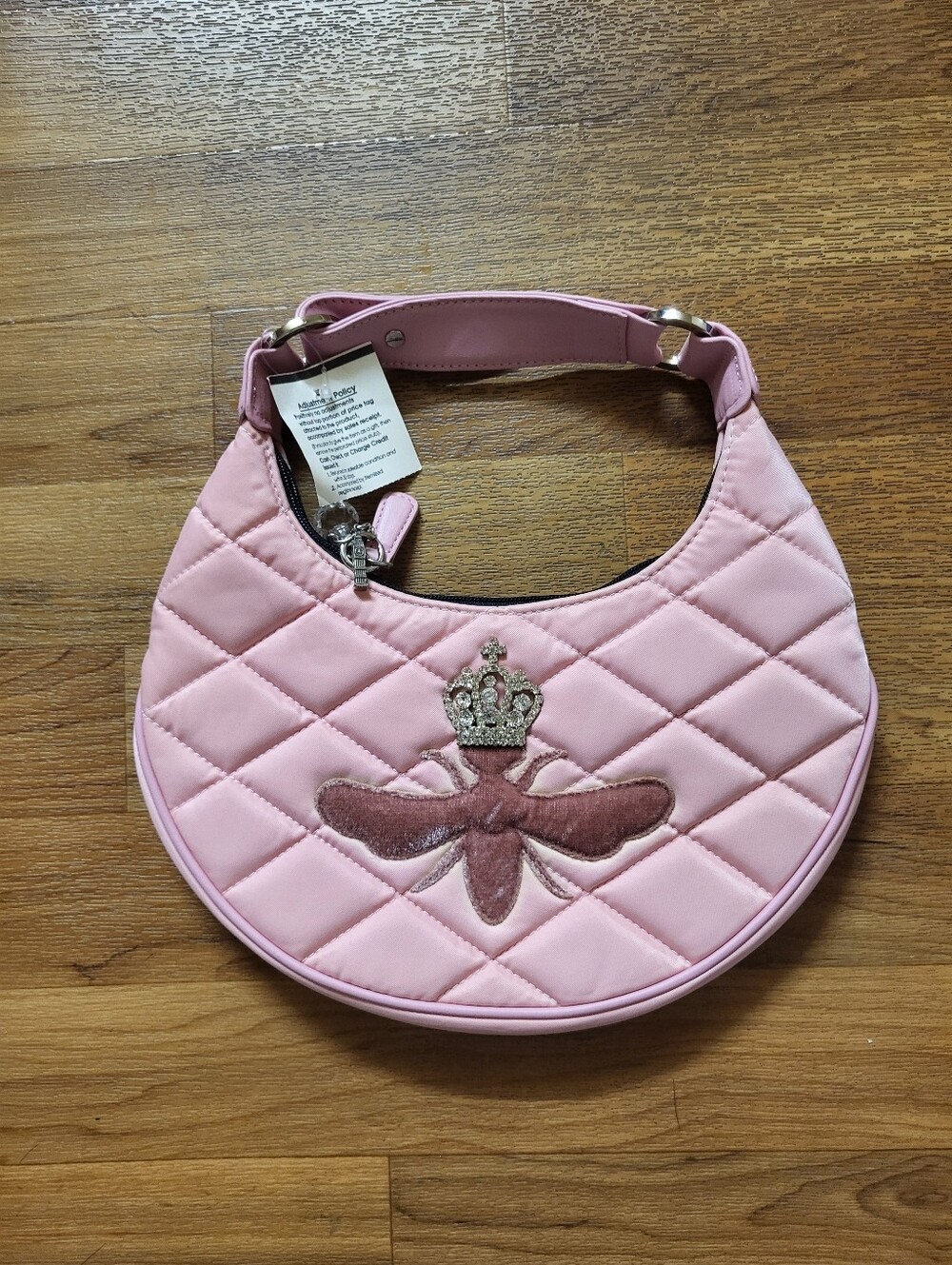 New With Tags Vintage My Flat in London Queen Bee Pink Wool Felt Handbag